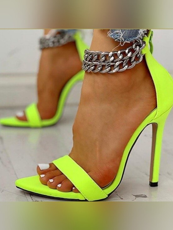 Wild Diva Shoes - Wild Diva High Heel Sandals with Dbl Chain Ankle Strap Sz 10